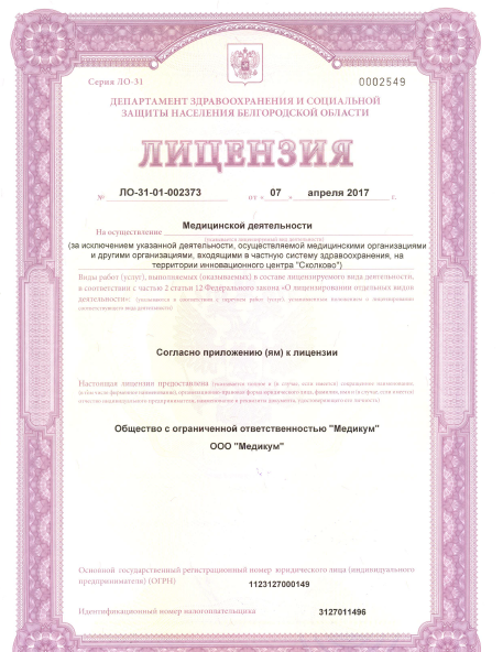 Лицензия стр 1